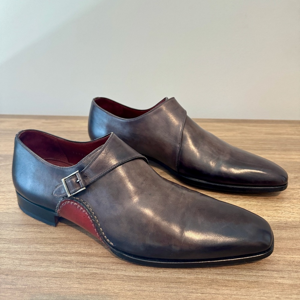Magnanni Men's Leather Monk Strap Dress Shoes - Made in Spain